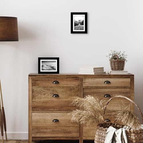 Americanflat 5x7 Picture Frame 2-Pack - Matted to 4x6 - Black | Slim Molding construction, Polished plexiglass front, wall or tabletop display with included easel, triangle hangers included - color: Black, size: 5x7 with 4x6 Mat