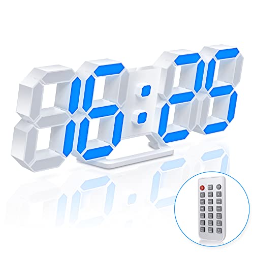 EDUP HOME® 3D LED Digital Wall Clock, 9.7" RGB Neon Alarm Clock, 7 Colors | Large Desk or Wall Clock with 7-Color Night Light, Adjustable Brightness, Time, Date, Temperature & 12/24H Display - color: 7 Colors Lights 9.7" Led Clock + White Design