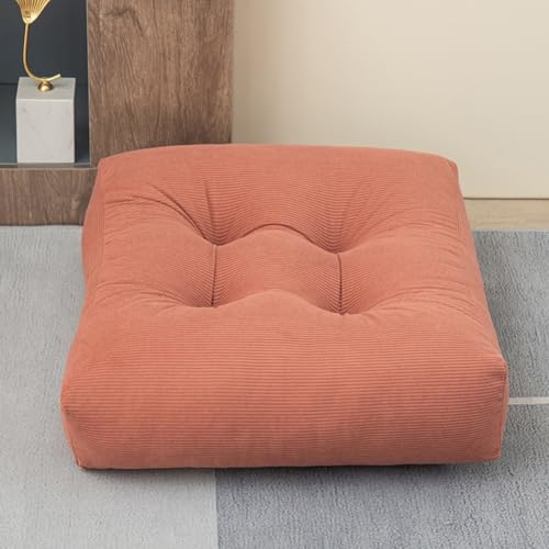 Meditation Floor Pillow, Large Square Large Pillows Seating for Adults, Tufted Corduroy Waterproof Seat Cushions for Outdoor Yoga Tatami Bedroom Living Room (Dusty Pink, 18x18x5 in) - color: Dusty Pink, size: 18x18x5 in