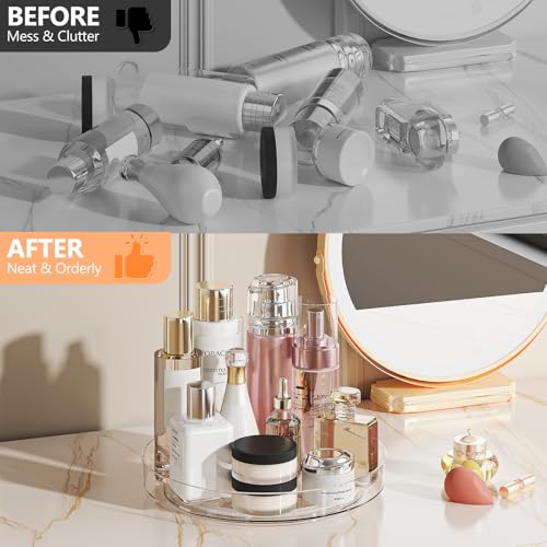 2 Pack 10 Inch Lazy Susan Turntable Organizer, Clear Rotating Spice Rack for Cabinet, Pantry, Kitchen Countertop and Fridge, Non-Slip Acrylic Spinning Tray for Bathroom Vanity - size: 10inch - 2 Pack