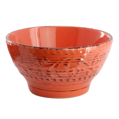 Elama Malibu Jasper 16-Piece Stoneware Embossed Pattern Reactive Glaze Orange Dinnerware Set, Tableware, Serveware Set (Jasper Orange) - color: Jasper Orange