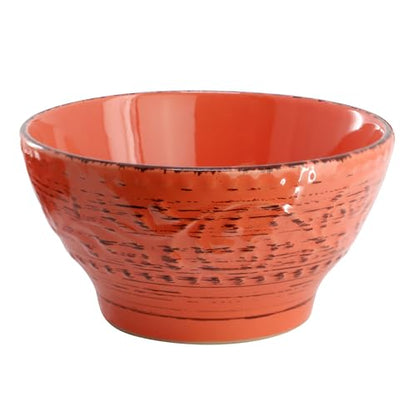 Elama Malibu Jasper 16-Piece Stoneware Embossed Pattern Reactive Glaze Orange Dinnerware Set, Tableware, Serveware Set (Jasper Orange) - color: Jasper Orange