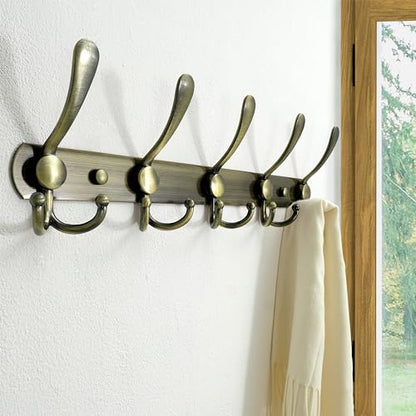 Wall Mounted Coat Rack - 5 Tri Hooks, Heavy Duty, Stainless Steel, Metal Coat Hook Rail for Coat Hat Towel Purse Robes Mudroom Bathroom Entryway (Bronze, 2 Packs) - color: Bronze, size: L=16" (2 Pcs)