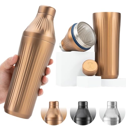 Diamond Edition Hybrid Cocktail Shaker Set, Brushed Copper, 28 oz | Diamond Edition Hybrid Cocktail Shaker Set with Vacuum Insulated Stainless Steel, Brushed Copper, 28 oz - color: Brushed Copper