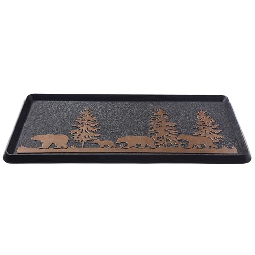 HF by LT Bears Rubber Boot Tray, 32 x 16 inches, One-Piece Seamless Construction, Durable Vulcanized Rubber, Year Round Use Indoors/Outdoors, Black with Brushed Copper - color: Bears