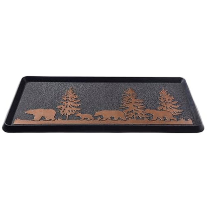 HF by LT Bears Rubber Boot Tray, 32 x 16 inches, One-Piece Seamless Construction, Durable Vulcanized Rubber, Year Round Use Indoors/Outdoors, Black with Brushed Copper - color: Bears