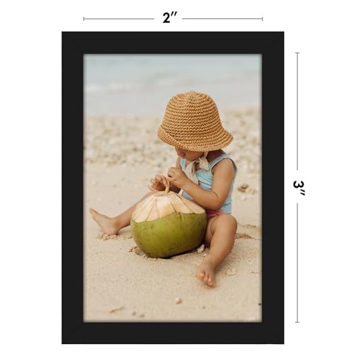 Americanflat 2x3 Picture Frame - Slim Molding - Black | Wall or tabletop display with included easel, secure turn-tab backing, fits photos, posters and art - color: Black, size: 2x3