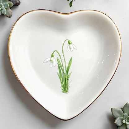 Birth Month Flower Ring Jewelry Dish Tray-Floral Ring Holder for Hippie,Nature,Pace-Birthday Gifts for Mom,Mother-in-law,Step Mom,Aunt,Grandma,Sister,Friends (1 - January (Snowdrop)) - style: 1 - January (Snowdrop)