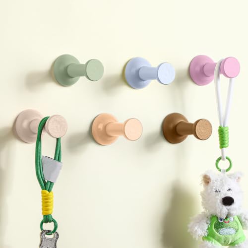 6 Pack Boho Wall Coat Hooks Cute Wood Adhesive Coat Hanger Bohemian Pushpin Shape Nordic Decorative Hooks for Classroom Bedroom Nursery Keys Hats Hanging Rack - color: Bohemian, style: Pushpin