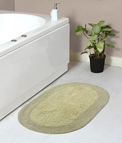 Home Weavers Double Ruffle Collection 100% Cotton Bathroom Rugs Set, Washable Rug, Extra Soft and Absorbent Bath Rug, Kitchen Mat, Bath Mat Set, Bath Floor Mat Non Slip, 21"x34" Rectangle, Sage - color: Sage, size: 1'9" x 2'10" (Oval)