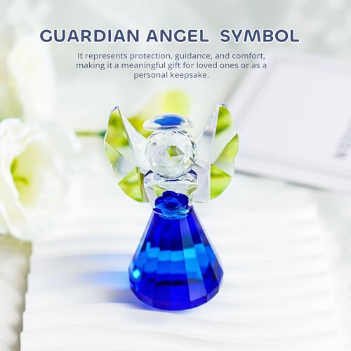 3.5'' Blue Crystal Guardian Angel Figurine,Glass Christmas Angel Ornaments - style: Blue Angel