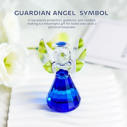 3.5'' Blue Crystal Guardian Angel Figurine,Glass Christmas Angel Ornaments - style: Blue Angel