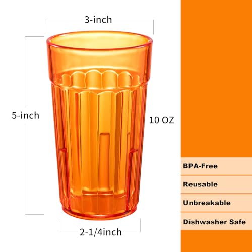 Honla 10 oz Highball Glasses,Set of 10 Small Plastic Drinking Glasses Cups | Reusable,Unbreakable,Dishwasher Safe,Water Juice Tumblers in 5 Assorted Colors