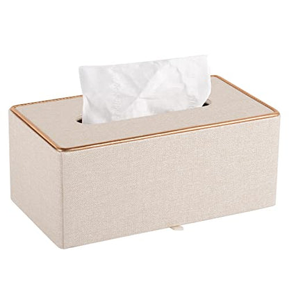 Fashion Leather Tissue Box Holder,Rectangular Tissue Box Cover for Bathroom Dresser Night Stand,Napkin Box Drawer Paper Dispenser,Home Office car Tissue Holder with Magnetic Bottom (Beige) - color: Beige