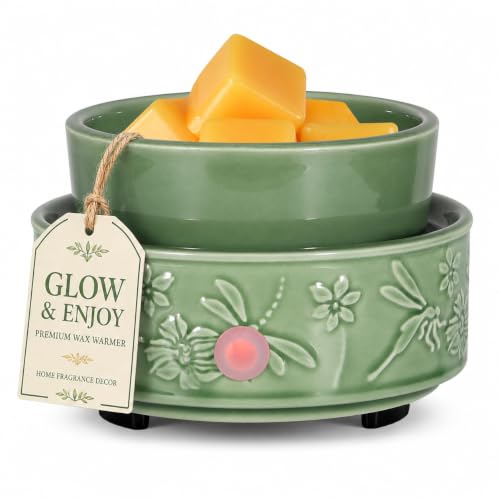 Green Wax Melt Warmer for Scented Wax 3-in-1 Ceramic Wax Warmer | Fragrances Candle Oils, Home Fragrance Burner,Electric Candle Warmer for Mom Women(Dragonfly) - color: Green Dragonfly