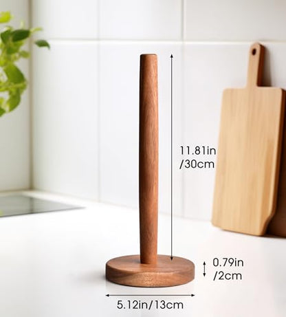 Acacia Wood Paper Towel Holder Stand – Wooden Kitchen Paper Towel Holder Countertop, PTHA, Freestanding Roll Holder for Kitchen & Bathroom & Farmhouse, Standard - size: Standard, style: Classic Acacia