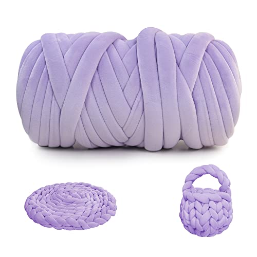 Chunky Yarn for Arm Knitting, guofa 2.2LBS Soft Fleece Yarn for Throw Blanket Pillow, Hand Knitting Bag, Cat Bed and DIY Home Decorations - color: Purple, size: 37 Yards
