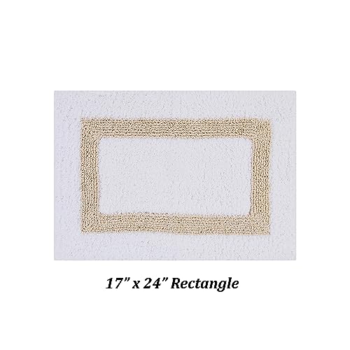 Better Trends 100% Cotton Hotel Collection Bath Mats Set, White & Sand Mats - Tufted, Reversible & Absorbent & Machine Washable 2 Piece Bathroom Rug Set, Shower & Sink Bath Rug - color: White & Sand, size: 2 Piece Set (17" x 24" | 17" x 24")