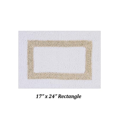 Better Trends 100% Cotton Hotel Collection Bath Mats Set, White & Sand Mats - Tufted, Reversible & Absorbent & Machine Washable 2 Piece Bathroom Rug Set, Shower & Sink Bath Rug - color: White & Sand, size: 2 Piece Set (17" x 24" | 17" x 24")