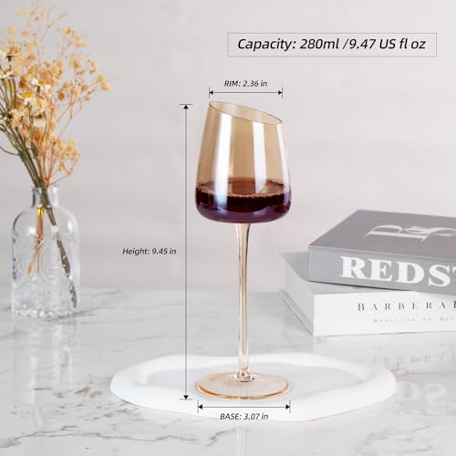 KAMMAK Crystal Red Wine Glasses Set of 2, 9.47 oz Stemmed Glasses, XH014 | Hand Blown, Bordeaux Wine Glasses, Thin Rim & Long Stem, Red & White, Daily Use, Wedding or Birthday Gift for Women - size: 8KPXH014