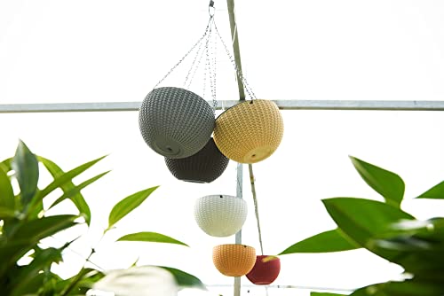 Hanging Basket Plastic Flower Pot Round Resin Garden Hanging Planter for Indoor Outdoor Plants 2 Pack Grey - color: 8 Inch Grey