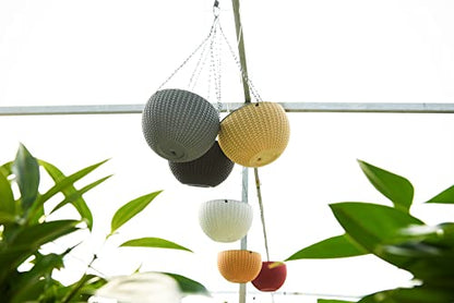 Hanging Basket Plastic Flower Pot Round Resin Garden Hanging Planter for Indoor Outdoor Plants 2 Pack Grey - color: 8 Inch Grey