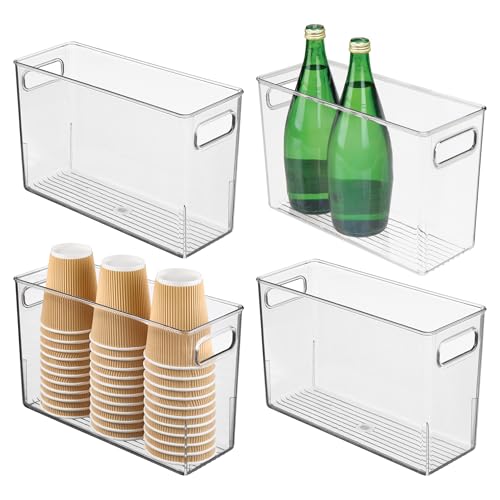 iDesign Tall Plastic Storage Bin with Handles, Set of 4, Clear | For Fridge or Freezer, Made in USA - style: Pack of 4
