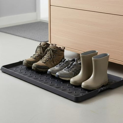 Rubber Shoe Mat Heavy Duty Foldable Boot Mat Tray with Lip Waterproof Non Slip Boot Trays for Entryway Indoor Outdoor 27.5x15.9 inch, Shoe Tray