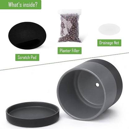D'vine Dev 10 Inch Ceramic Planter Pot, Slate, 94-O-E-5 | Modern Cylinder Design, Drainage Hole & Saucer Included, Stable Structure, Elegant Home Accent - color: Slate, size: Large