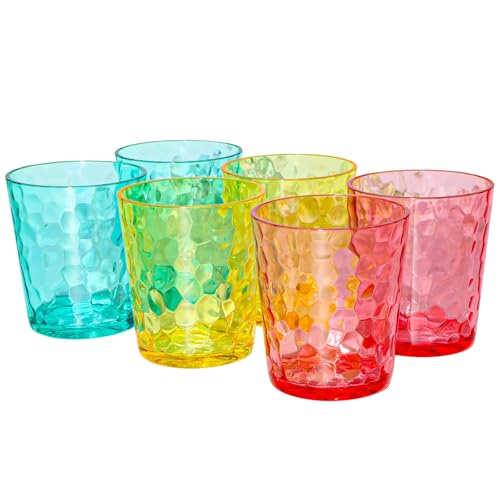 BPA-Free Plastic Tumblers 6 Pack (6x16oz) | Reusable Dishwasher Safe | Stackable Shatterproof Cups | Plastic Drinkware & Drinking Tumblers for Restaurant, Home, Party - color: Multicolor, size: 6-Pack