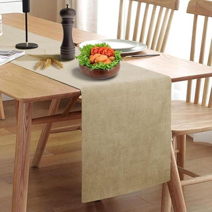 Wipeable Table Runner, Thick Farmhouse Dresser Runner, Rustic Indoor/Outdoor (72'', Camel Brown) - size: 72''(Fits Length 45''-57'' Table)