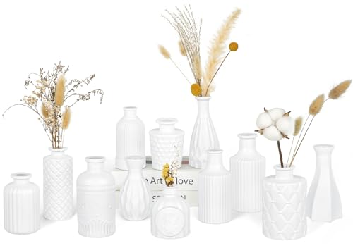 12 Pcs Matte White Glass Bud Vase Set | Minimalist, Easy Home Styling, Perfect for Windowsills, Bedrooms, Bathrooms, Table Centerpiece Décor - color: White-12pcs, size: 12Pcs