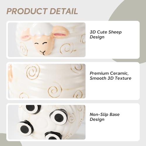 Sheep Bathroom Accessories 2 Piece Set Ceramic Soap Dispenser and Toothbrush Holder for Modern Bathroom Decor, Bathroom Accessory Set