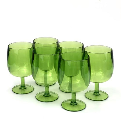 Yalin Set of 6 Unbreakable 12 oz Acrylic Plastic Wine and Water Tumbler Stackable Goblets. (Green, 12 oz) - color: Green, size: 12 oz