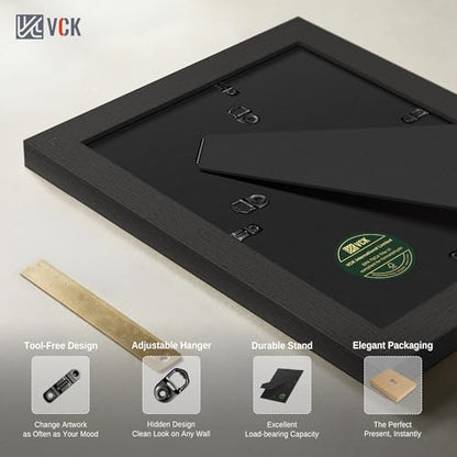 VCK Picture Frame 8x10 Inch Display Picture 5x7 with Mat or 8x10 without Mat Set of 2 Photo Frame with High Definition Real Glass Front Display Tabletop and Wall Mounting Black - color: Black, size: 8x10, style: 2 Pack