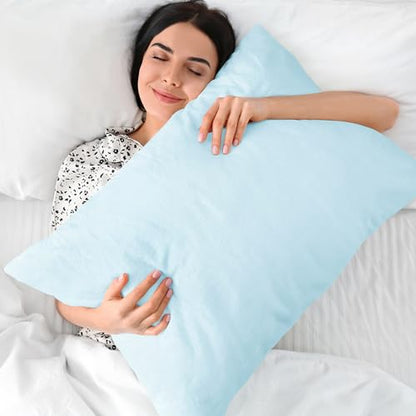 BEDELITE Flannel Pillow Cases Queen Size Set of 2, Blue, 20x30 Inches | Super Cozy Fuzzy Velvet Pillow Shams with Zipper Closure, Soft Fleece Pillowcases for Bedroom, Sofa, Couch, All-Season Use - color: Blue, size: 30" x 20" (Pack of 2)