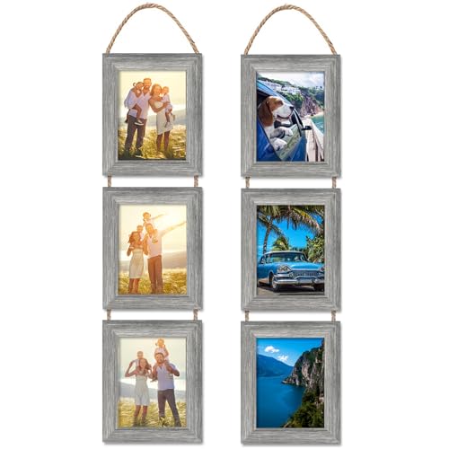 5x7 Wall Hanging Picture Frames Collage with 3 Opening Frames Grey 2 Pack - color: Grey, size: 5x7- 2 Pack