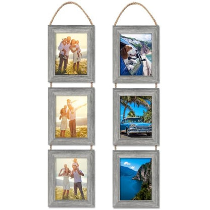 5x7 Wall Hanging Picture Frames Collage with 3 Opening Frames Grey 2 Pack - color: Grey, size: 5x7- 2 Pack