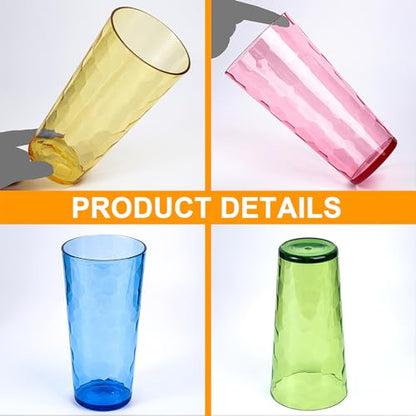 KOXIN-KARLU Mixed Drinkware 26-ounce Plastic Tumbler Acrylic Water Glasses, set of 8 Multicolor - color: Multicolor