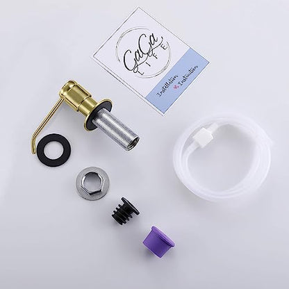 Gagal Kitchen Sink Soap Dispenser (Brushed Gold) and Extension Tube Kit for Kitchen Sink, Complete Brass Head with 40" Silicone Tube Connect to The Bottle Directly, Say Goodbye to Frequent Refills - color: Gold