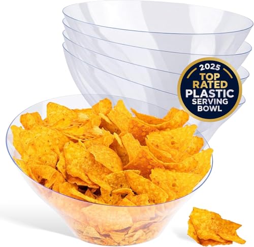 54oz Clear Plastic Serving Bowls (4 Pack) Large Disposable Candy Dishes, Buffet Containers for Chips, Popcorn, Snacks, Punch, Salad Bar, Snack Bowl, Parties, Office Desk, Bridal Shower, Party Supplies - color: Clear, size: 54 oz