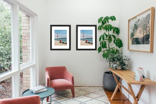 Black Wooden 11x14 Picture Frame set of 2, Display 11x14 Picture without Mat or 8x10 Picture with Mat - color: Black, size: 11x14 inches