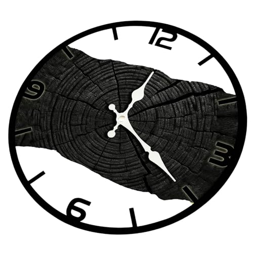 Wood Metal Wall Clock Minimalist Home Decoration, Natural Finish Suitable for Bedroom Living Room Use Metal Frame Wall Clock - color: A