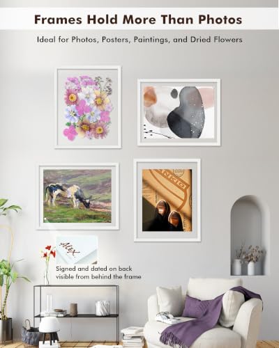 DLQuarts 16x20 Floating Picture Frame for 12x16/11x14 Photos, 2-Pack Solid Wood Double Plexiglass Wall Art Frames, Any Size Photo up to 16x20 Display, White - color: Chalk White, size: 16x20