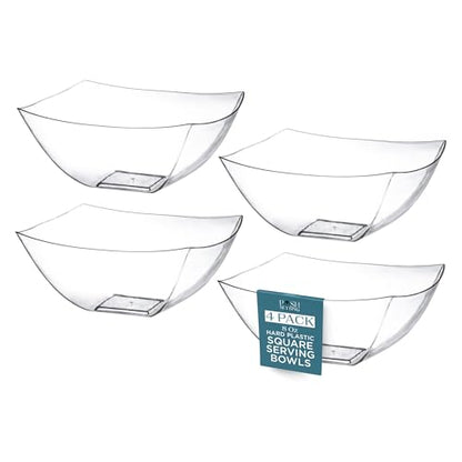 4 Pack Disposable Clear Plastic Party Bowls, Square Serving Bowls 8oz | Square Design. Disposable Party Tableware. Salad, Fruit & Candy Use. Candy Buffet Containers. Clear Plastic. - color: Clear, size: 8 OUNCE