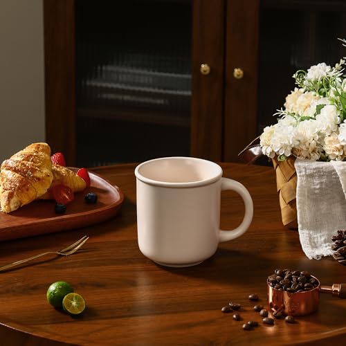 GZG 18 oz Coffee Mugs Set of 4, Cream Mist | Modern Ceramic Coffee Cups with Handle, Large for Tea, Latte, Milk, Cocoa, Rustic Matte Glaze, Microwave & Dishwasher Safe - color: Cream Mist, size: 4 pcs Mug Set