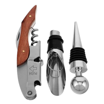Luxshiny 1set Stainless Steel Wine Set Box Creative Opener Kit Wine Bottle Accessories Corkscrew Pourer for Men Women