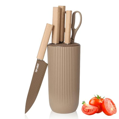 Knife Set, Wiztoynia 6-Piece Coffee Kitchen Knife Set for Home, Anti-Rust Non-stick Stainless Steel Sharp Chef Knife Set with Universal Knife Block for Kitchen, Ergonomical Design (Coffee) - color: Coffee
