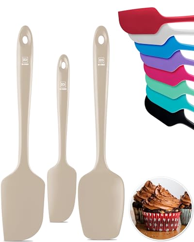 DI ORO Silicone Spatula Set - 600F Heat Resistant, 3-Pc Clay | Rubber scraper won't scratch nonstick pans; For baking, cooking, mixing, and frosting; BPA-free and dishwasher safe - color: Clay