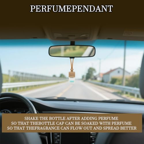 4-Pack Refillable Car Air Freshener Hanging Diffuser Empty Glass Bottle with Wooden Cap & Reed Sticks Essential Oil Aromatherapy Pendant Drift Car Fresheners for Women Men-Car Accessories - size: Square - 4PCS